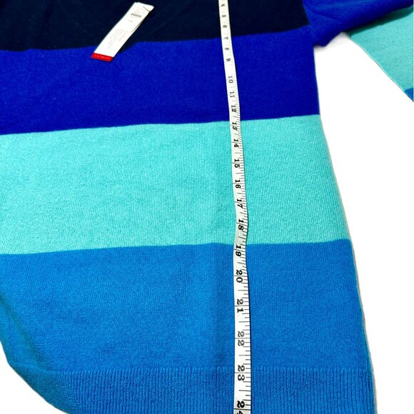 NEW | Talbots 100% Cashmere V-Neck Pullover Sweater Blue Tonal Stripes M Petite - Picture 5 of 11